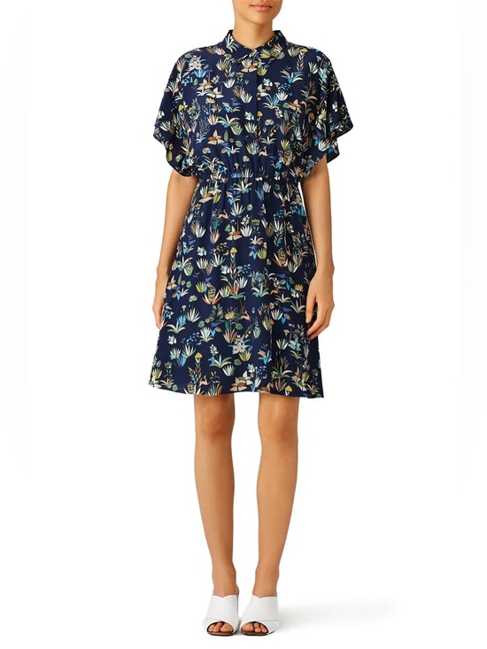 Tory Burch Dresses & Skirts - Tory Burch Ryan Fit and Flare Crepe Silk Dress Royal Navy Envisage Size 8